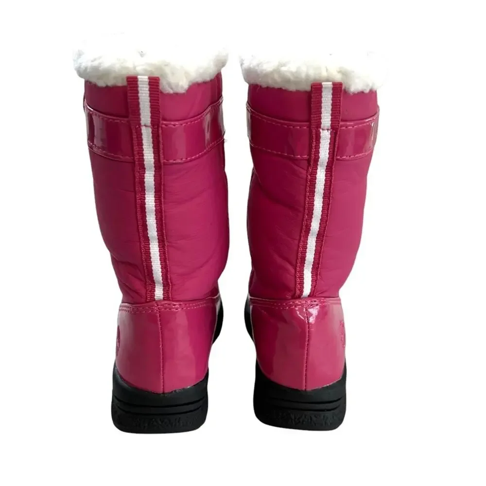 Totes Snow Boots Pink Quilted  Front Zip Faux Fur Winter Warm Boot Sz 7 Frozen